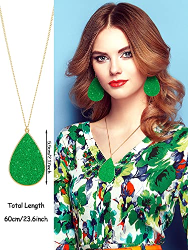 Hicarer 4 Pcs Jewelry Sets for Women Glitter Necklace and Earring Set Multi Layer Bracelet Costume Jewelry Sets for Bridal Shower Wedding - color: Green