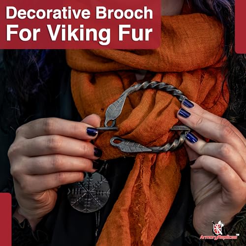Armory Replicas™ Hand-Forged Viking & Celtic Cloak Pin Brooch – Medieval Fibula for Costumes, Reenactments, Cosplay & Historical Dress Accessories - style: Design 3