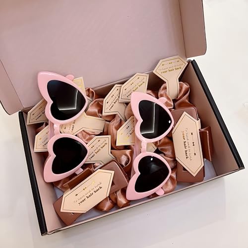 Bridesmaid Scrunchies Proposal Gifts Bachelorette Hair Claws Clips women heart sunglasses for Wedding Party Favors (36pcs Rose Gold) - color: 36pcs Rose Gold