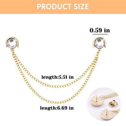 Crystal Rhinestone Brooch Mens Lapel Pins for Shirt Collar Suit Tassel Collar Chains for Shirts Badge Suit Accessories Men Brooch - color: White