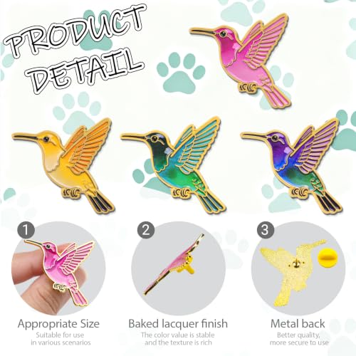 2/4/5/20pcs Funny Enamel Pins Bulk - Aesthetic Hard Enamel Lapel Pins Set, Art Brooches for Backpacks, Jackets, Hats, Bags, Lanyards, Cute Animal Pins for Adults, Kids, Women, Men - style: 4pcs Hummingbird