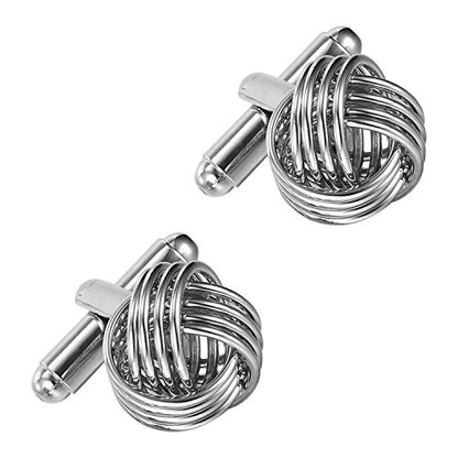 Urban Jewelry Mens Stainless Steel Nautical Knot Cufflinks Sharp Formal | Nautical Cufflinks Stainless Steel Rust Resistant Finish Polished Cufflink Finish Modern Cufflink Design Style - color: Stainless Steel Knot Cufflinks for Men