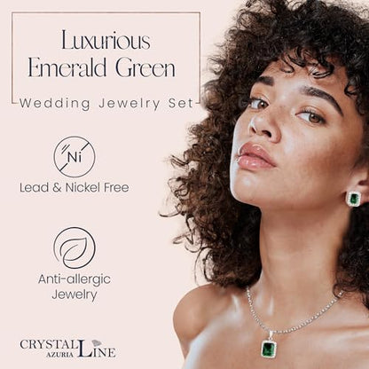 Jewelry Sets for Women Costume Jewelry Sets Wedding Jewelry Set with Necklace and Earring for Bride Bridesmaid Jewelry - color: Green