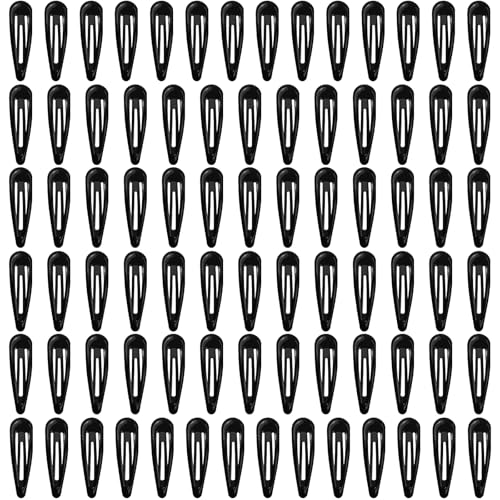 ELANE 80 Pcs Metal Snap Hair Clips for Women,Small Snap Barrettes for Women Girls Thick Fine Hair (Black) - color: Black