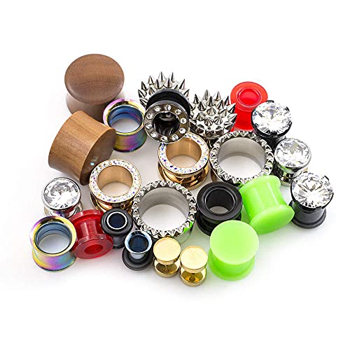 12 pcs (6 Pairs) Earrings Ear Gauges Plugs Stone Ear Plugs Wood Tunnels Stretching Gauges Expander Body Piercing Randomly Picked Set Gauge - color: 2g (6 mm)