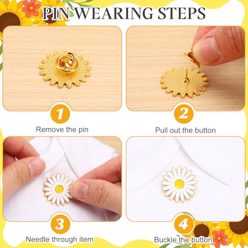 Tondiamo 24/54 Pcs Flower Alloy Enamel Pins Floral Brooch Lapel Pin for Spring Birthday Party Favor Women Jewelry Gift - style: Daisy