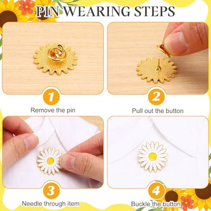 Tondiamo 24/54 Pcs Flower Alloy Enamel Pins Floral Brooch Lapel Pin for Spring Birthday Party Favor Women Jewelry Gift - style: Daisy
