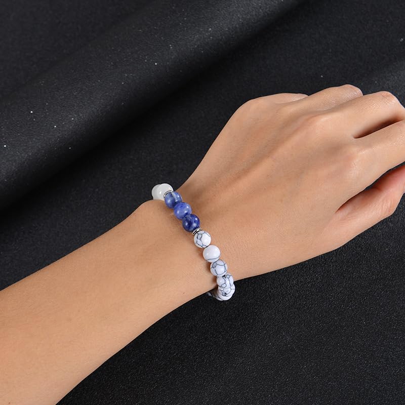 Calming Bracelets for Women Men Natural Stone Gemstones Stretch Beaded Bracelets Jewelry Birthday Protection Spiritual Gifts - color: AL-0107, size: Medium