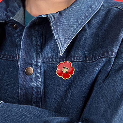 2/20/50/100Pcs Memorial Day Veterans day Flower Enamel Lapel Pin 1“, Souvenir For Men Women Clothes Bags Hats - color: 50-Pack