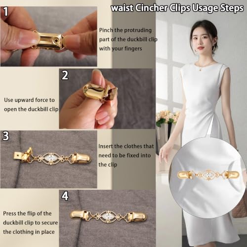 2 PCS Waist Cincher Clips Dress Clips Back Cinch for Shawl Cardigan Sweater Clothes Shirt Tightener Clip(Silvery Golden) - color: Color R1