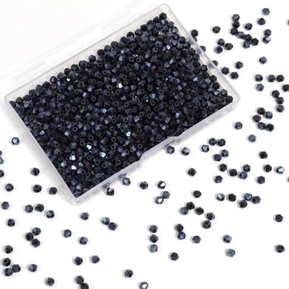 1000Pcs 4mm Faceted Crystal Glass Bicone Beads Loose Bead for DIY Bracelet Necklace Earring Keychain Jewelry Making,Black AB - color: Black AB