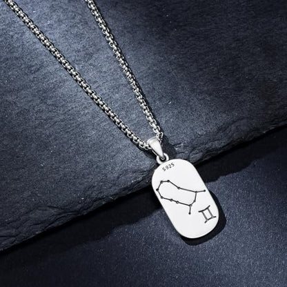 SIMONLY Zodiac Necklace 925 Sterling Silver Constellation Necklace Zodiac Sign Necklaces Horoscope Jewelry Christmas Birthday Astrology Gifts for Women Men Unisex - style: Gemini-Gold