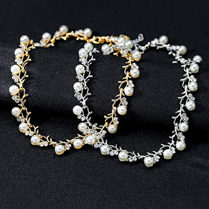 tenghong2021 Fashion Classic Faux Pearl Jewelry Set Necklace Bracelet Earrings for Women Best Gift - color: Gold Leaf