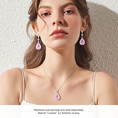 Linawe Imitation Diamond Dangle Earrings for Women Trendy, Rhinestone Drop Chandelier Earrings, Teardrop Crystal Cubic Zirconia Wedding Jewelry Set, 14K Gold/Rose Gold/Silver Tone - color: Silver,Oct,June