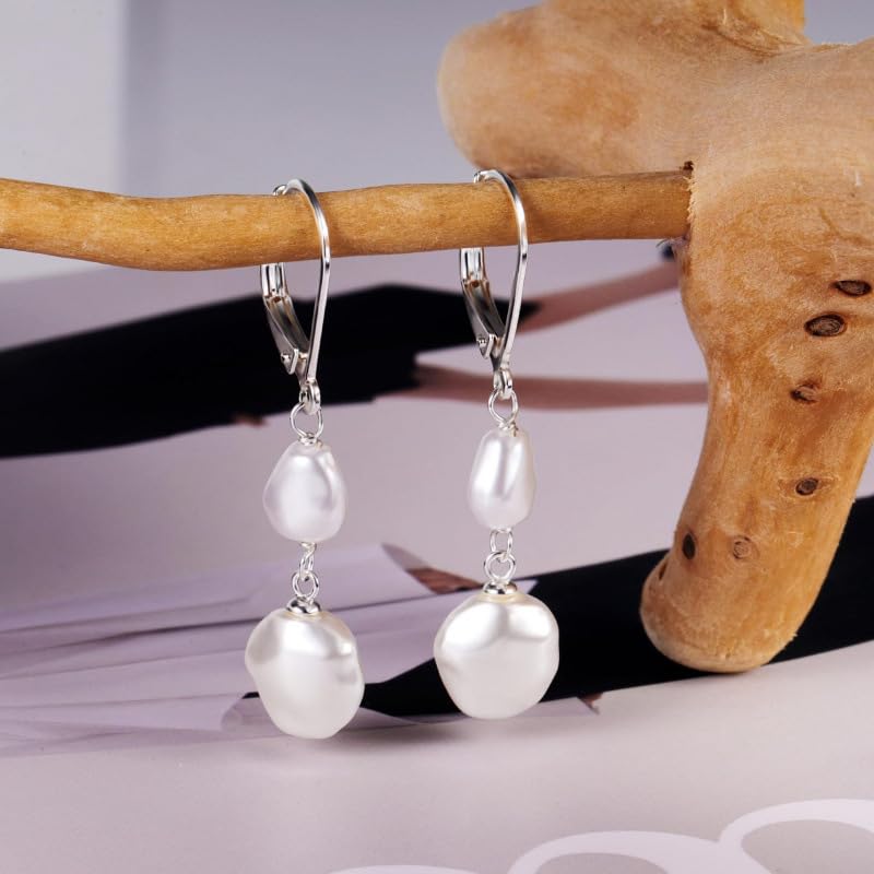 925 Sterling Silver Hook Pearl Dangle Earrings for Women Drop Hook Vintage Earrings Jewelry Birthday Gifts - style: DBHoop