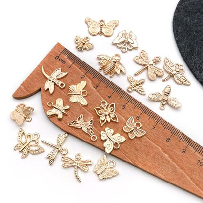 WOCRAFT 60pcs KC Gold Butterfly Bracelet Charms for Jewelry Making Sets DIY Necklace Bracelet Keychain Crafting Charms Kit Craft Supplies (SN848) - color: KC Gold, size: Butterfly Charms