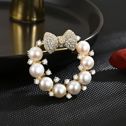 Brooches and Pins for Women Elegant Flower Pearl Brooches Costume Broches Jewelry Lady Christmas Pin for Women - style: GD-1649