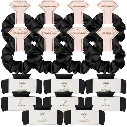 Bridesmaid Scrunchies Proposal Gifts 4.1 Inch Square Set of 8 Bachelorette Hair Claw Clips ideas Bridal Shower Gift for Wedding Party Favors (16pcs Black) - color: 16pcs Black
