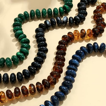 Elegance 11 designs Colorful Chunky Beaded Necklace for Women,Thick Acrylic Disc Bead Choker Statement Necklace Cute Trendy Necklaces Jewelry Gifts for Women - color: Amber