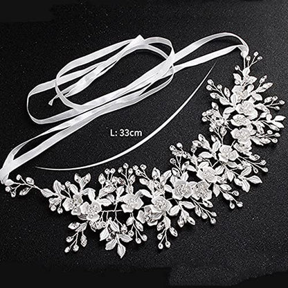 Bridal Flower Vine Leaf Hair Band with Rhinestones - Elegant Headpiece for Bride, Bridesmaid, Flower Girl, Prom, and Special Occasions (Rose Gold) - color: Rose Gold