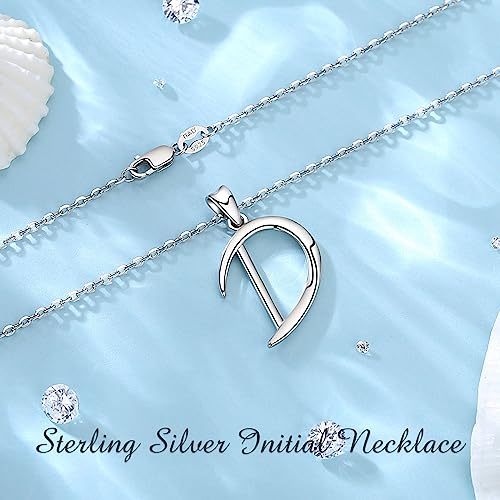 EUDORA Sterling Silver Initial Necklaces for Women, Classic 26 Letter Neckless Gifts for Girls, Sister, Mother Daughter, 18 inch Chain - style: D