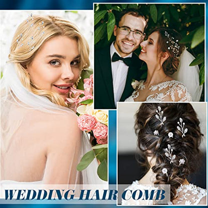 Maitys 44 Pieces Wedding Hair Accessories Faux Pearl Crystal Comb Clips U-shaped Flower Rhinestone Silver Pearl Hair Pieces for Prom Bride Bridesmaid(Elegant Style) - style: Elegant Style