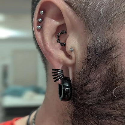 Casvort 2 PCS Hypoallergenic 316 Stainless Steel 00G/3/4'' Stacked Ring Cuffs for Stretched Lobe Ear Gauges Plugs Ear Tunnels Stretcher Earring Studs Clip on Cartilage Body Piercing Jewelry - color: Black 10mm (00g)