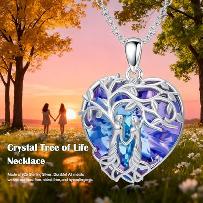 925 Sterling Silver Necklace Gifts for Women Crystal/Opal Jewelry Pendant Christmas Birthday Gift - style: Sister-B