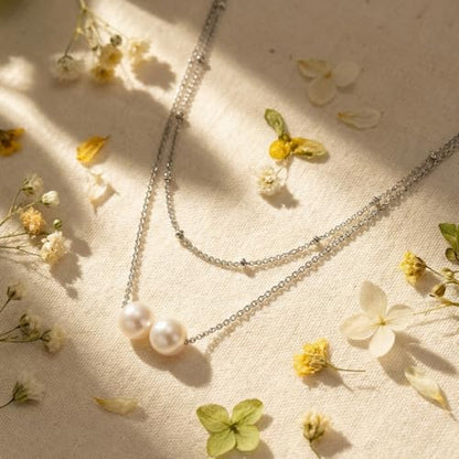 14k Gold Plated Layered Cubic Zirconia Pendant Necklace for Women | Gold Plated Clover Necklaces Stackable Dainty Cubic Zirconia Pendant Necklace，Mother's Day, Thanksgiving Jewelry Trendy gifts - color: silvery, style: Style3