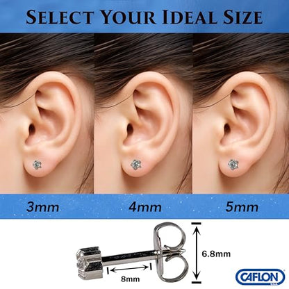 Caflon 16G CZ Sterile Piercing Studs, Hypoallergenic, 3/4/5mm, 12 Pack | FDA & EC compliant piercing studs. Nickel-safe, sterile-packaged, secure butterfly backs, tarnish-resistant finish. - size: 3mm, style: Stainless Steel