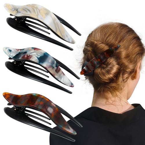 Mistofu Big Hair Clips for Thick Hair - Large French Concord Hair Clip - 3Pcs Curved Claw Clips for Women - Strong Hold No Slip Grip Claw for Women (ywj 1) - color: ywj 1