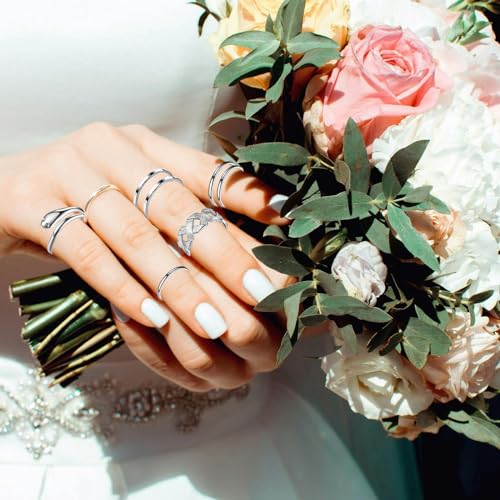 17PCS Silver Knuckle Rings for Women Stainless Steel Rings Set Midi Stackable Rings Simple Smooth Finger Rings Silver Adjustable Rings Jewelry Gift - color: 17pcs/B