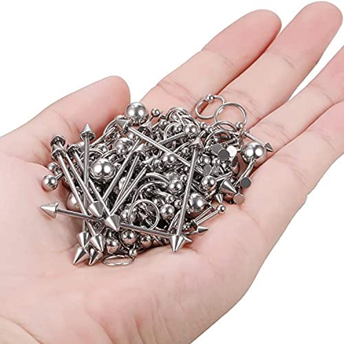 BodyJ4You 120PC Body Piercing Jewelry Kit - CBR BCR Rings Barbells Studs Screws Curved Bars - Belly Button Cartilage Tragus Nose Septum Tongue - 14G 16G 18G 20G Stainless Steel Random Bulk Set - color: 120PC Basic Jewelry