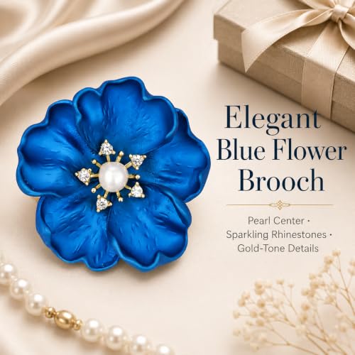 Brooch Pin for Women Rhinestone Peacock Crystal Delicate Animal Brooch Lapel Pins Girls Fashion Jewelry Gift for Christmas Brooch Birthday Jewelry Gift - style: Blue Floral Series