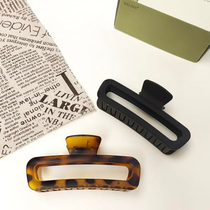 5 Inch Hair Claw Clips Extra Large Square No Slip Big Matte & Glossy XL Rectangle Clip for Thick Curly Long Hair Women, 4 Pack - color: A4 5 inch