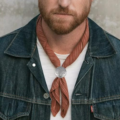 4Pcs Scarf Ring Western Bandana Slide For Women Men Genuine Leather Wild Rag Clip Neckerchief Holder Cowboy Accessories Clothing Cinch Buckle - color: Silver A