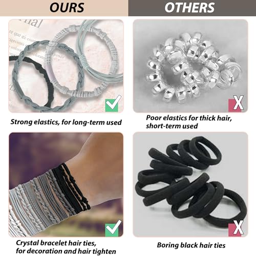 KANPRINCESS 20PCS Boho Hair Accessories, Elastic No-Damage Hair Ties, Cute Bracelets for Women and Girls - All Day Hold for Thick, Thin Hair, and Ponytails - color: Set10
