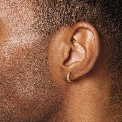 Hoop Earrings for Men - 14K Gold Plated Cartilage Huggie Earrings | Cubic Zirconia, Lightweight, CZ Inlaid, Hypoallergenic for Sensitive Ears, Mens jewelry Gift for Him - style: gold 4 rows cz
