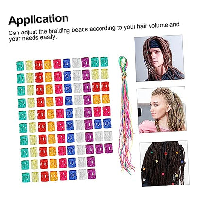 Hollow Hair Buckles for Braiding 100pcs Metal Hair Accessories Dreadlocks Set Colorful Braiding Ropes