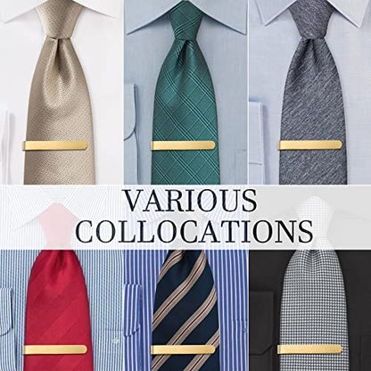 HAWSON Skinny Tie Clip Bar Set, 2 Inch Tie Clip for Men - Wedding, Meeting, Party Gift Set - color: 1 pcs Brushed Gold