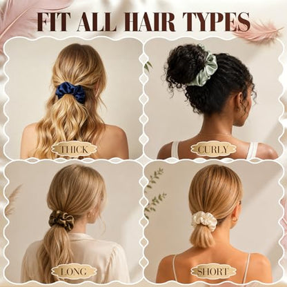 32 Pcs Satin Scrunchies for Women,16 Colors Silk Scrunchies Ponytail Holders,Satin Hair Ties and Bands for Thick,Thin and Curly hair