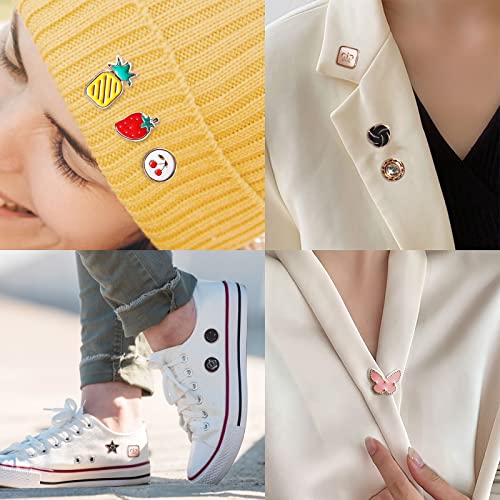 Women Shirt Brooch Buttons, LEEFONE 30 PCS Mini Cover up Button Pins, Cute Enamel Lapel Pin Set, Cardigan Collar Safety Brooch Buttons for Women Clothing Dress Supplies DIY Crafts (Style 1)