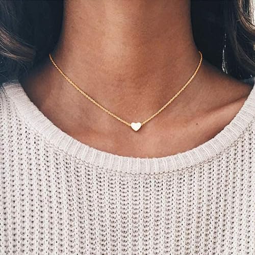 YANCHUN Layered Necklaces for Women Gold Necklace Stack Star Heart Choker Dainty Necklace Love Heart Chain Jewelry Gifts for Women - color: 2:Gold heart choker