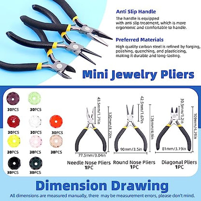 Glarks 1250Pcs Jewelry Making Kit, Jewelry Making Supplies with Jewelry Making Pliers Tool, Beading Wires, Jewelry Findings for Jewelry Making, Wrapping and Repair - size: 1250pcs