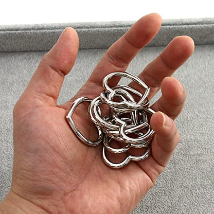 Heart Shape Metal Craft Ring Buckle,10 Pieces Heart Shape Hollow, for Punk Leather Choker Necklaces, Gothic Accessory - color: Stainless Steel