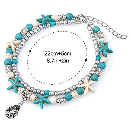 Suyi 5pcs Ankle Bracelets for Women Layered Beach Adjustable Anklets Boho Chain Anklet Foot Jewelry - color: 5pcs Set 5