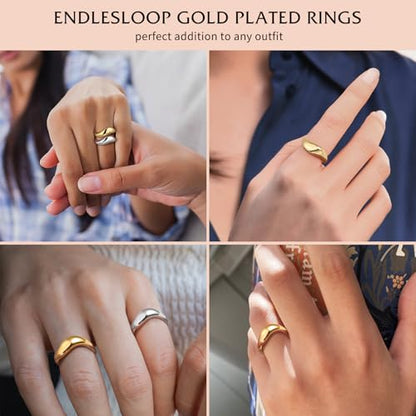 Stacking Rings for Women Gold Plated Wavy Pinky Thumb Ring Stack Size 4-9 - color: Gold2