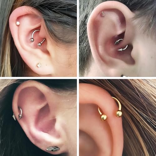 Surgical Steel Septum Rings 16g 14g - Lip Ring Smiley Piercing Hoop for Cartilage Earrings, Tragus, Helix, Daith, Conch - Eyebrow Circular Horseshoe Septum Piercing Jewelry - color: 14g - Gold