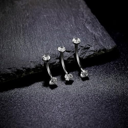 Rook Daith Piercing Jewelry 16G Stainless Surgical Steel Curved Barbell Eyebrow Rings Vertical Labret Lip Piercing Jewelry Rook Daith Earrings for Women Men 6MM 8MM 10MM Hypoallergenic - color: Silver-6MM 8MM 10MM