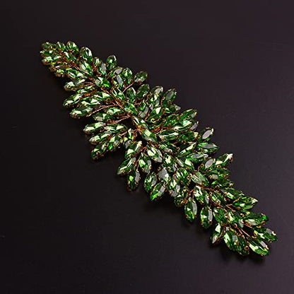 JWICOS Bridal Headband Crystal Hair Vine Wedding Headpiece for Bride and Girls (Green) - color: Green